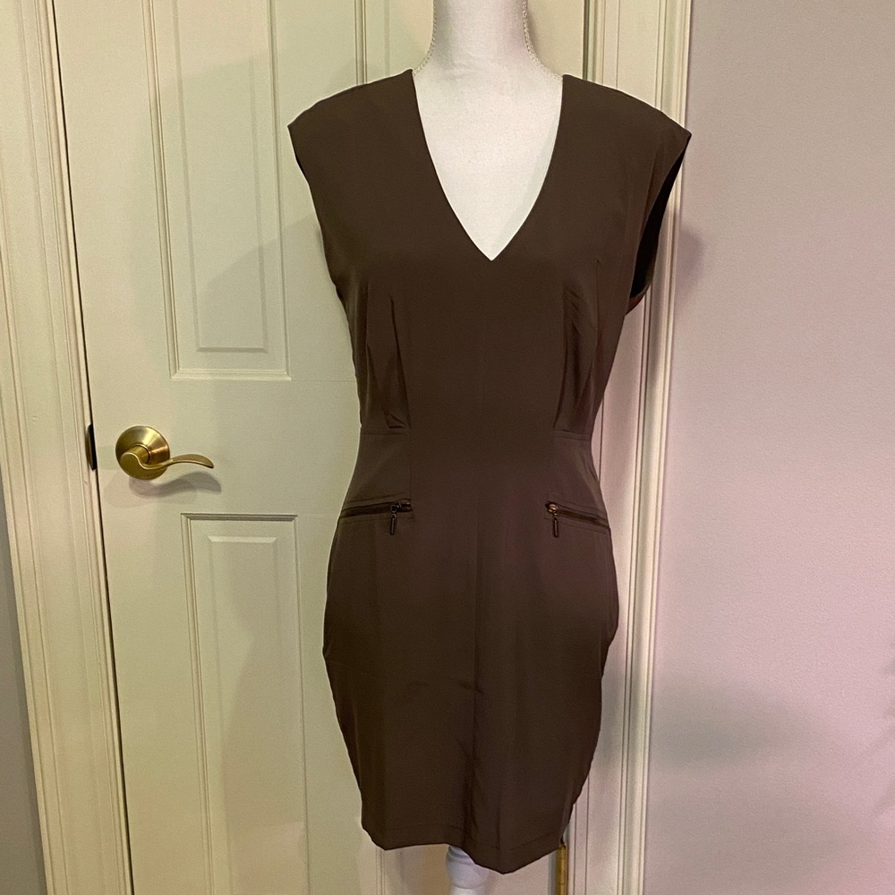 Ark & Co Brown V-Neck Mini Dress